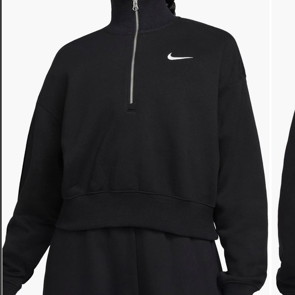 nike sportswear phoenix fleece crop quarter zip up sweatshirt